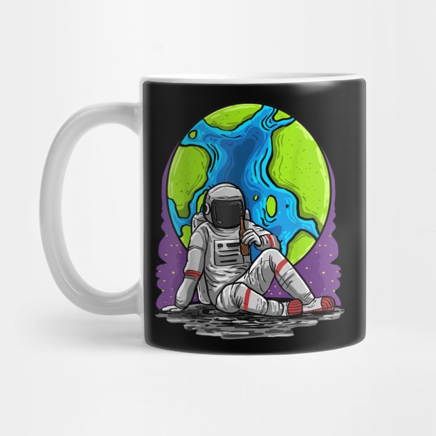 Astronaut Beer Earth Funny Spaceman Drinking Alcohol Gift by nellieuyangela